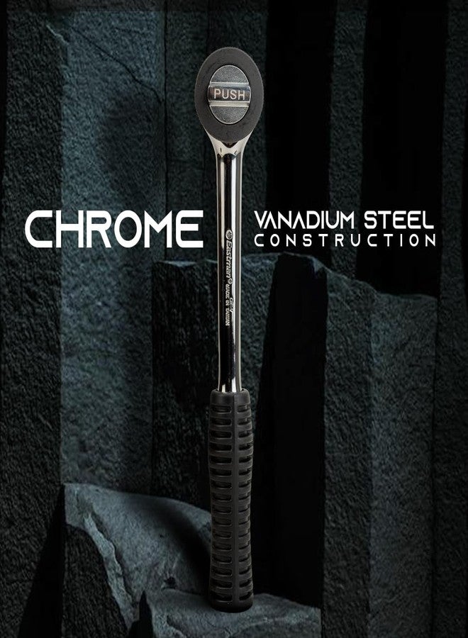 إيست مان مقبض سقاطة برأس مستدير من إيستمان - مع مجموعة فك سريع من قطعة واحدة، مقاس المحرك 1/2 (12.7)، الطول 250 مم، فولاذ كروم فاناديوم، محرك مربع مقوى، تصميم مقبض فريد (E-2204) - Image 4